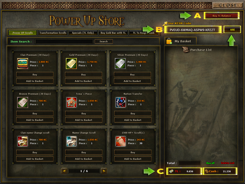 Power Up Store Screen